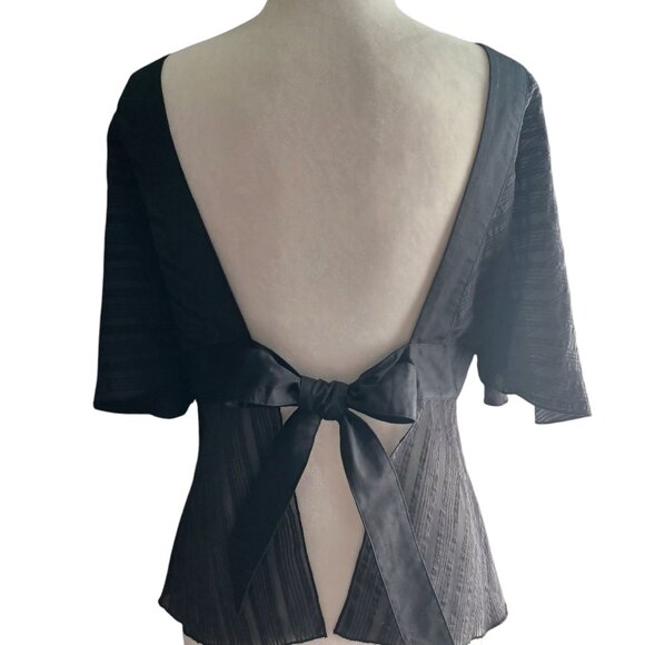 Bebe Sexy Black Top Open Back with Ties - Picture 2 of 9